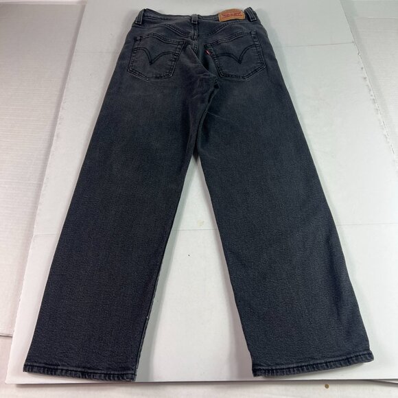 Levi's Jeans Women's 26x25* Ribcage High Rise Straight Ankle Black Denim Tag 26 - Picture 10 of 16